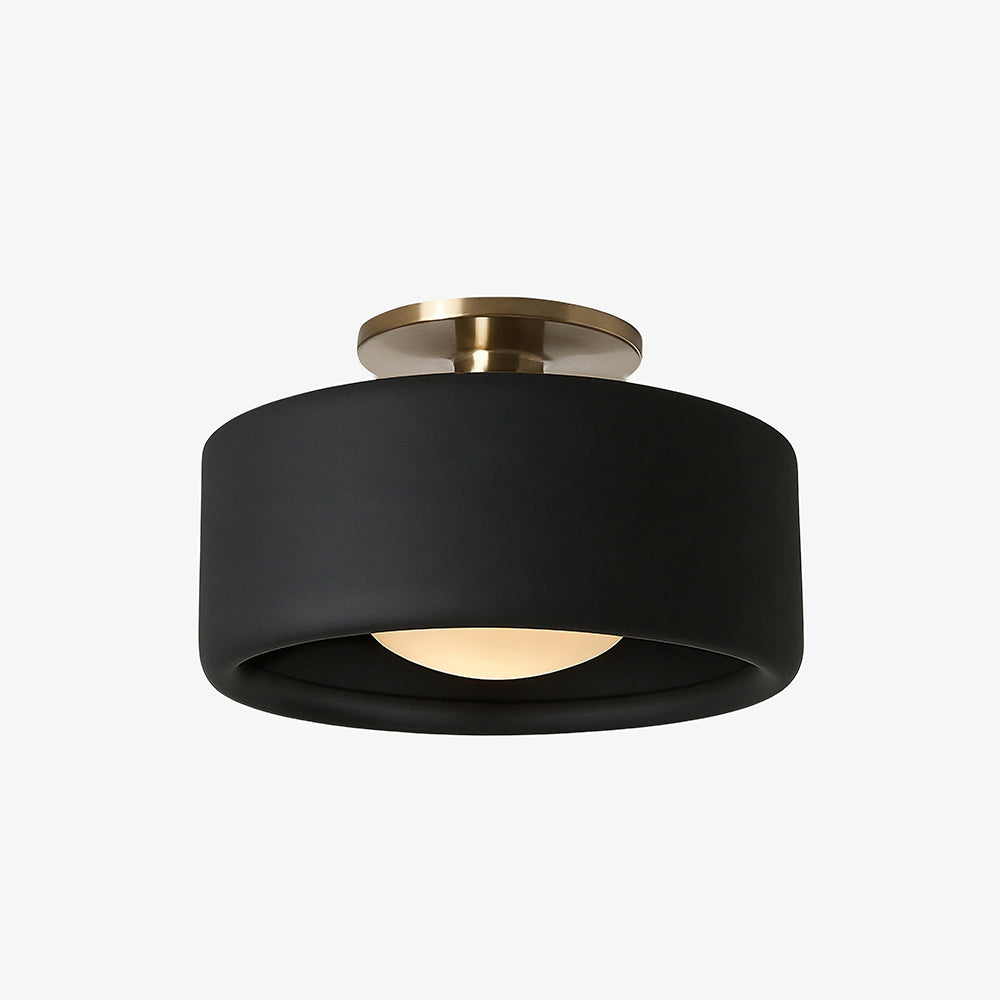 Porcelain Semi Flush Mount Ceiling Light, Single-Light Modern Ceramic Fixture