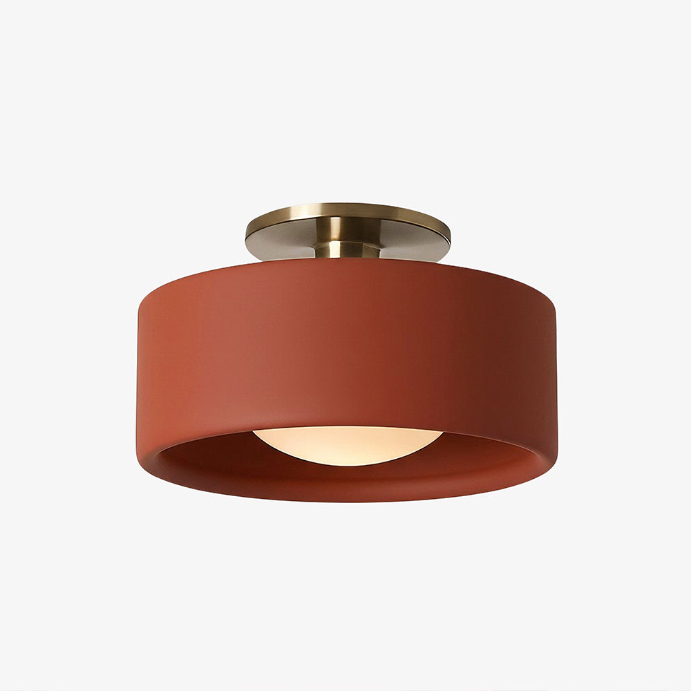 Porcelain Semi Flush Mount Ceiling Light, Single-Light Modern Ceramic Fixture