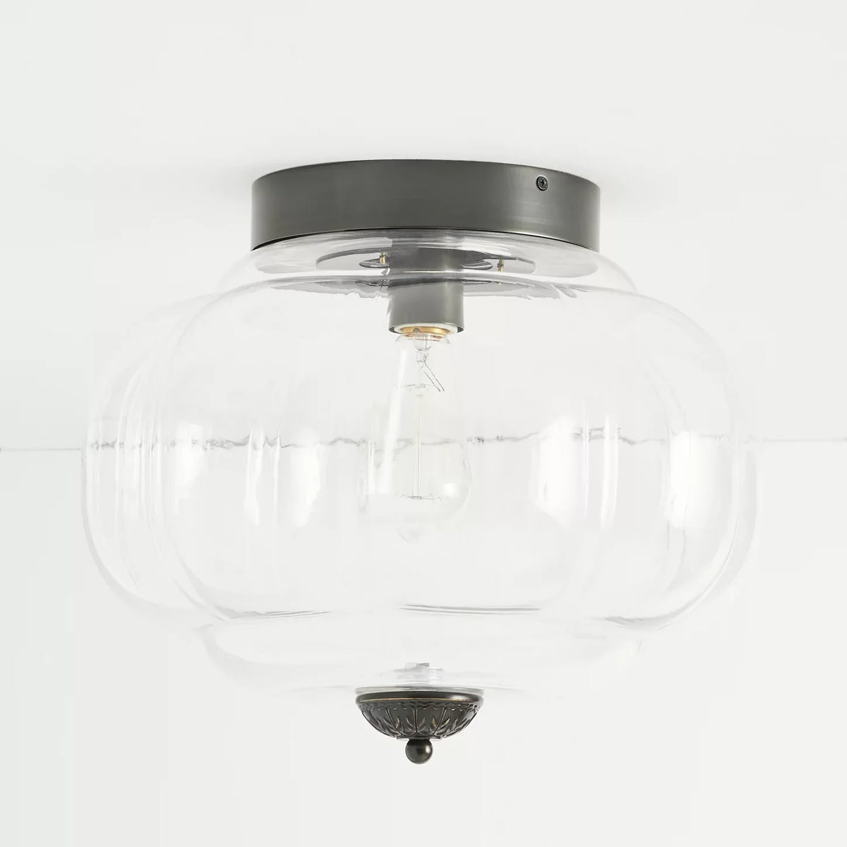 Milk Glass Semi Flush Mount Ceiling Light, Eloise Single-Light Vintage Fixture
