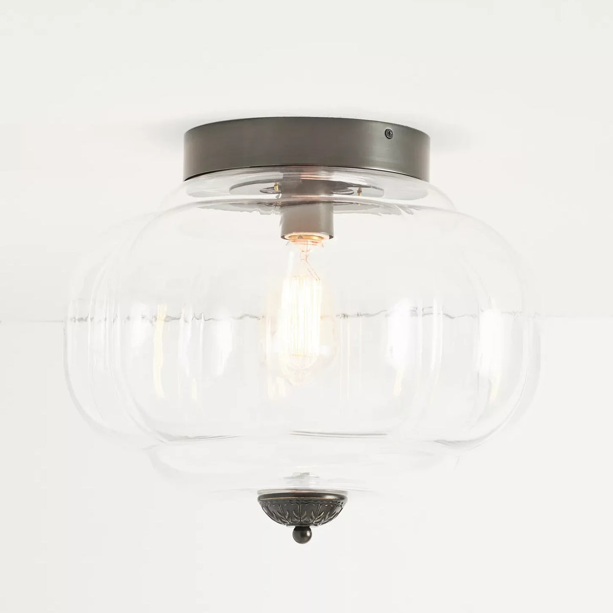 Milk Glass Semi Flush Mount Ceiling Light, Eloise Single-Light Vintage Fixture