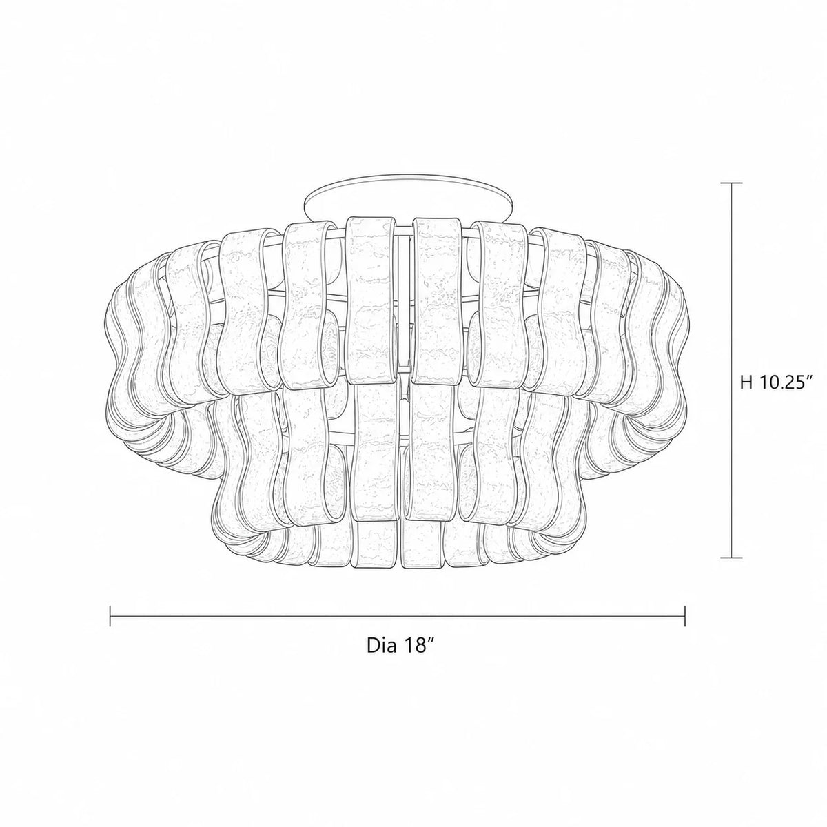 Anew Italian Glass Flush Mount Chandelier, Modern Tiered Glass Fixture