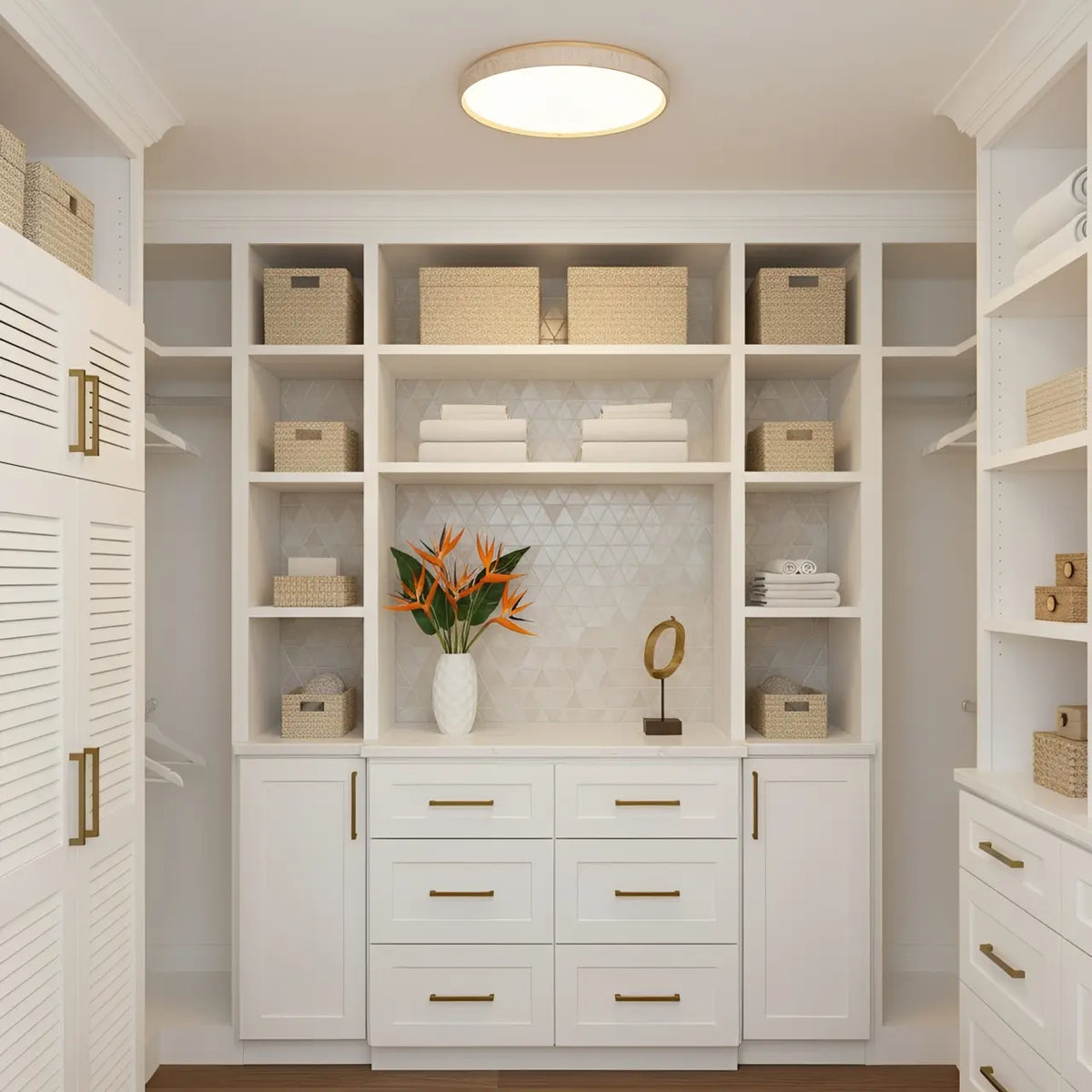 Dara Travertine Round Ceiling Light, Modern Minimalist Wood-Tone Fixture
