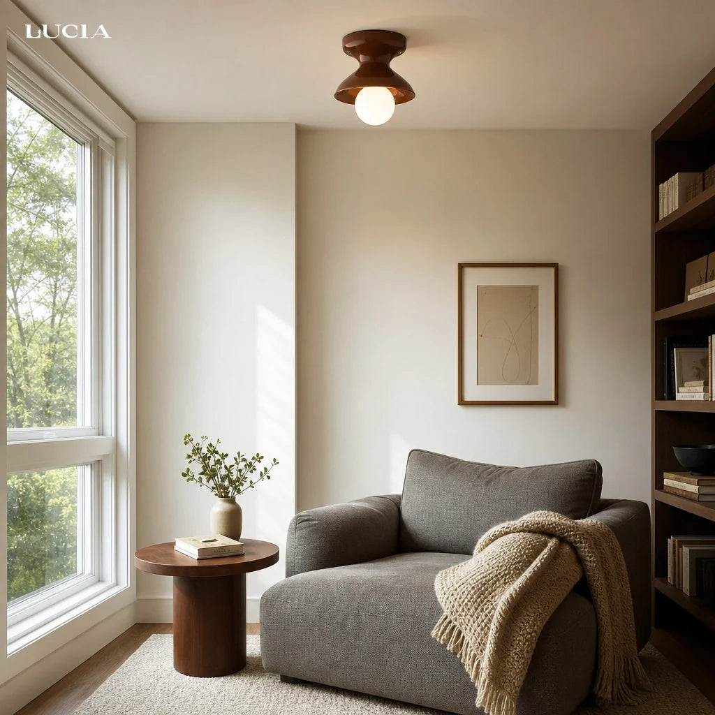 Jenna Ceramic Ceiling Light, Modern Colorful Flush Mount Single-Light Fixture