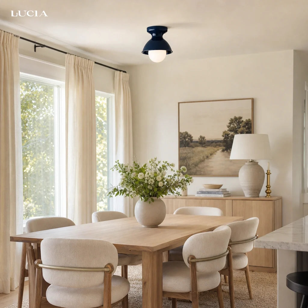 Jenna Ceramic Ceiling Light, Modern Colorful Flush Mount Single-Light Fixture