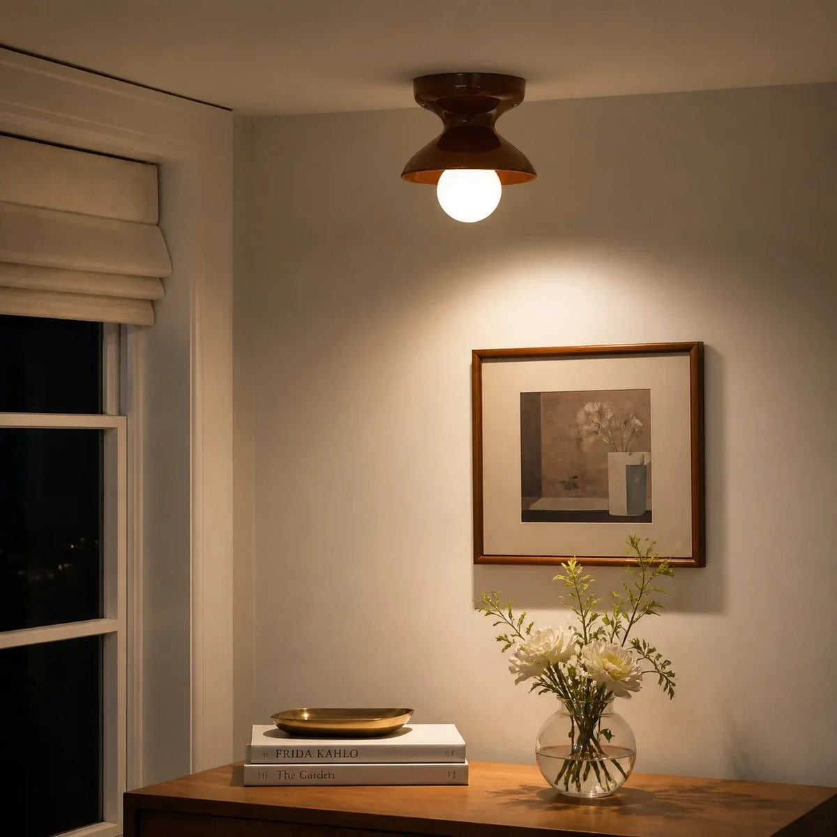 Jenna Ceramic Ceiling Light, Modern Colorful Flush Mount Single-Light Fixture