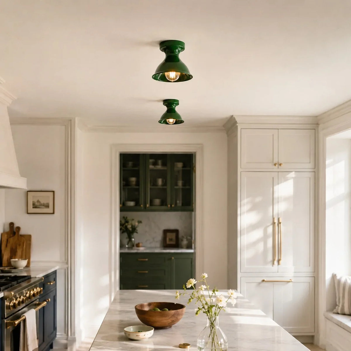 Jenna Ceramic Ceiling Light, Modern Colorful Flush Mount Single-Light Fixture