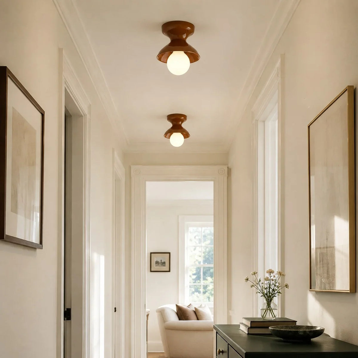 Jenna Ceramic Ceiling Light, Modern Colorful Flush Mount Single-Light Fixture