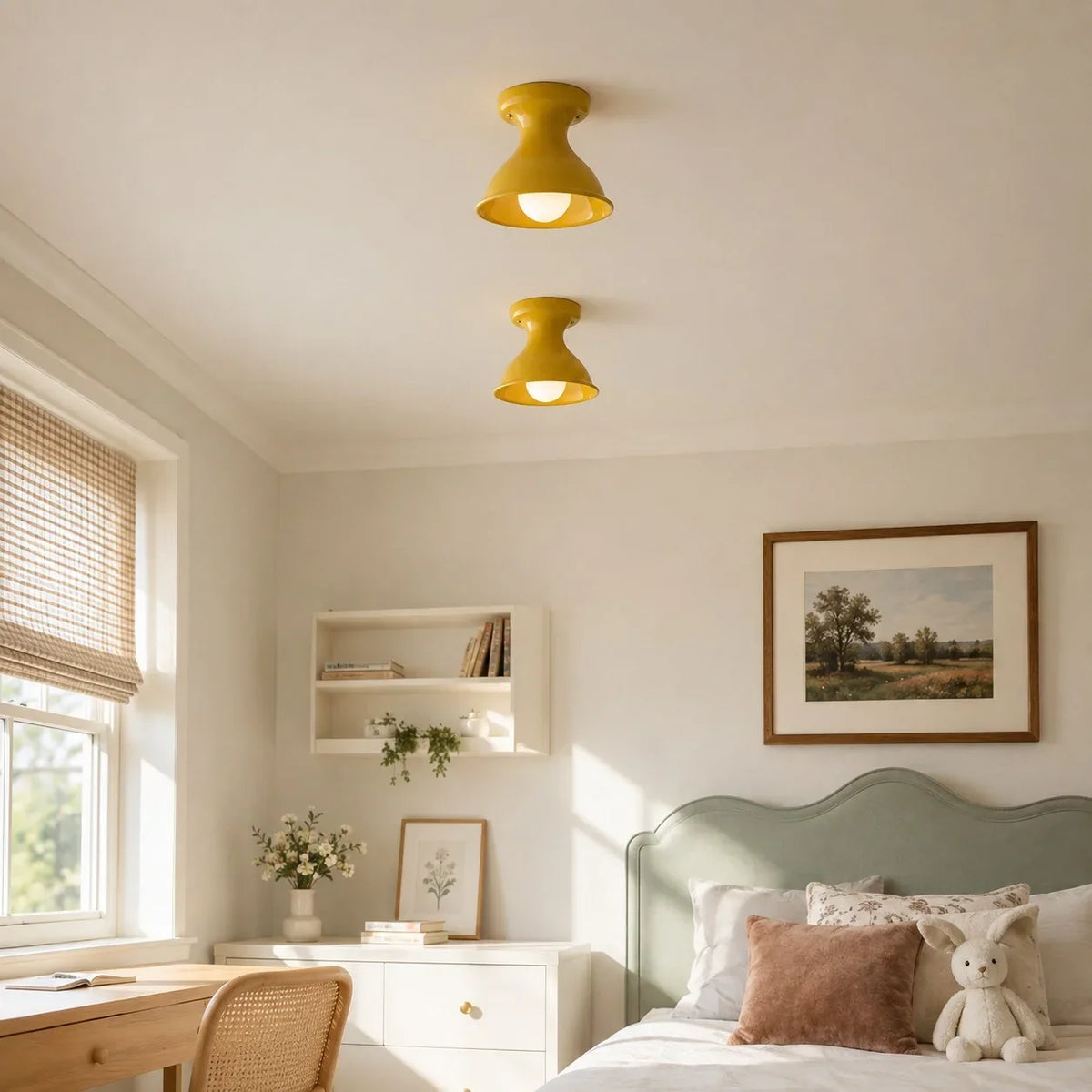 Jenna Ceramic Ceiling Light, Modern Colorful Flush Mount Single-Light Fixture