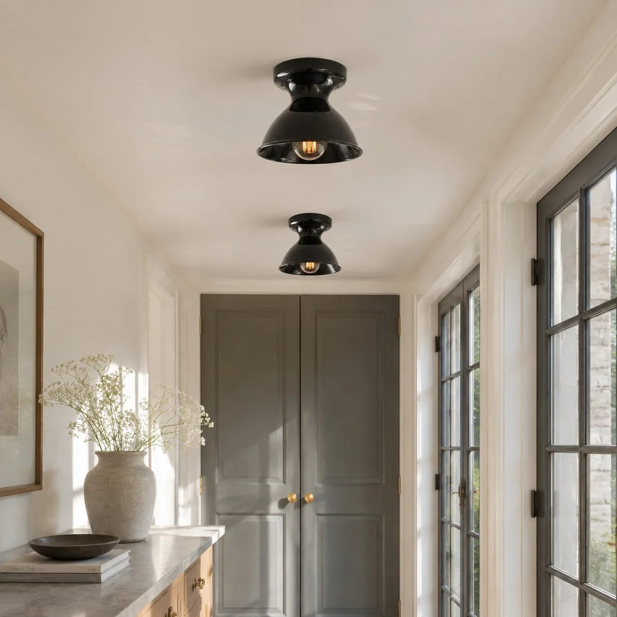 Jenna Ceramic Ceiling Light, Modern Colorful Flush Mount Single-Light Fixture