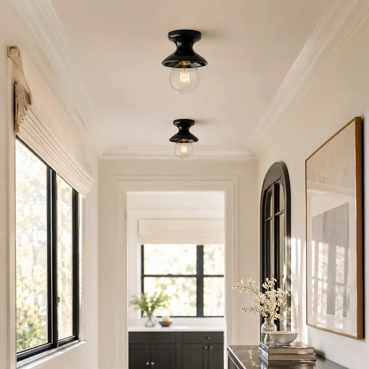 Jenna Ceramic Ceiling Light, Modern Colorful Flush Mount Single-Light Fixture