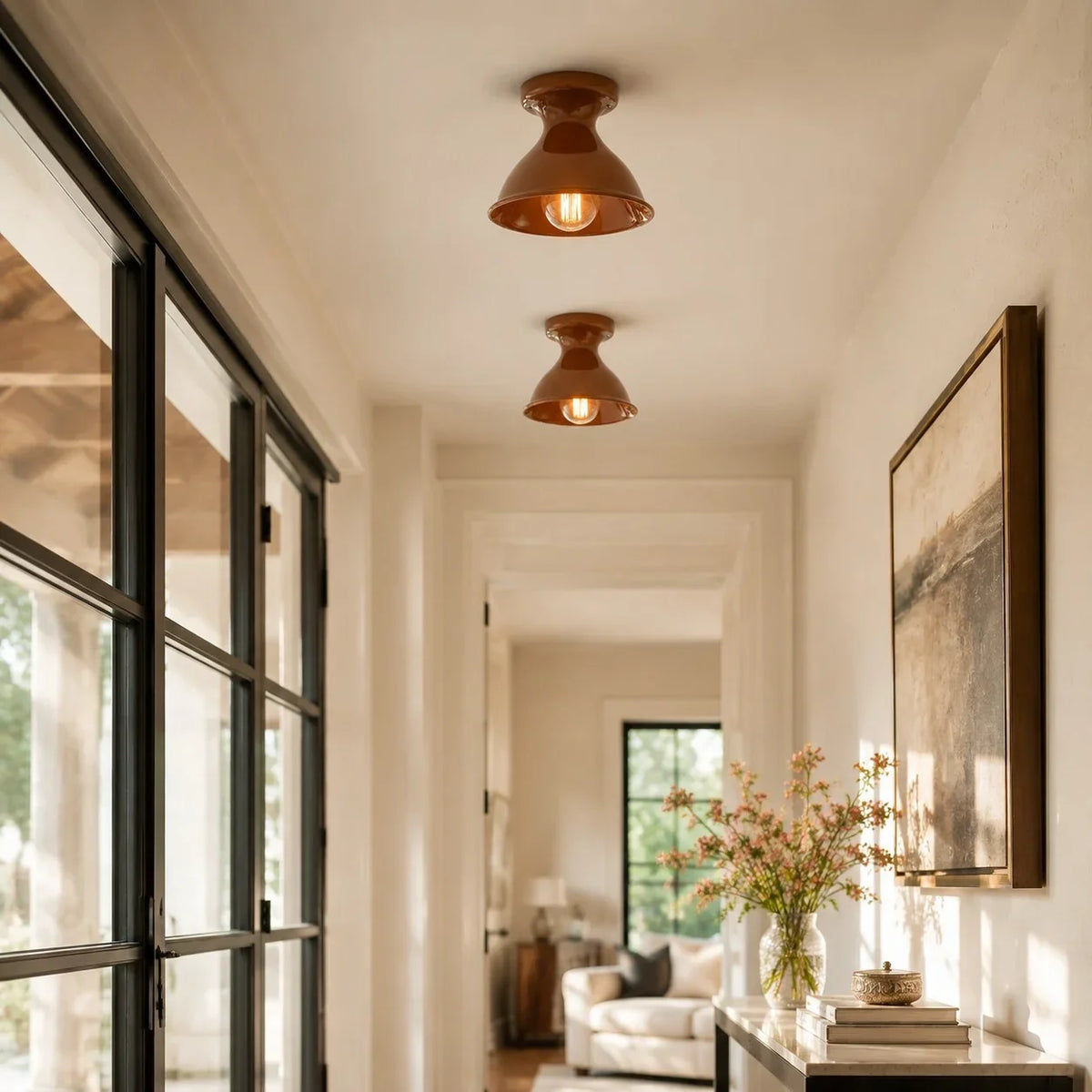 Jenna Ceramic Ceiling Light, Modern Colorful Flush Mount Single-Light Fixture