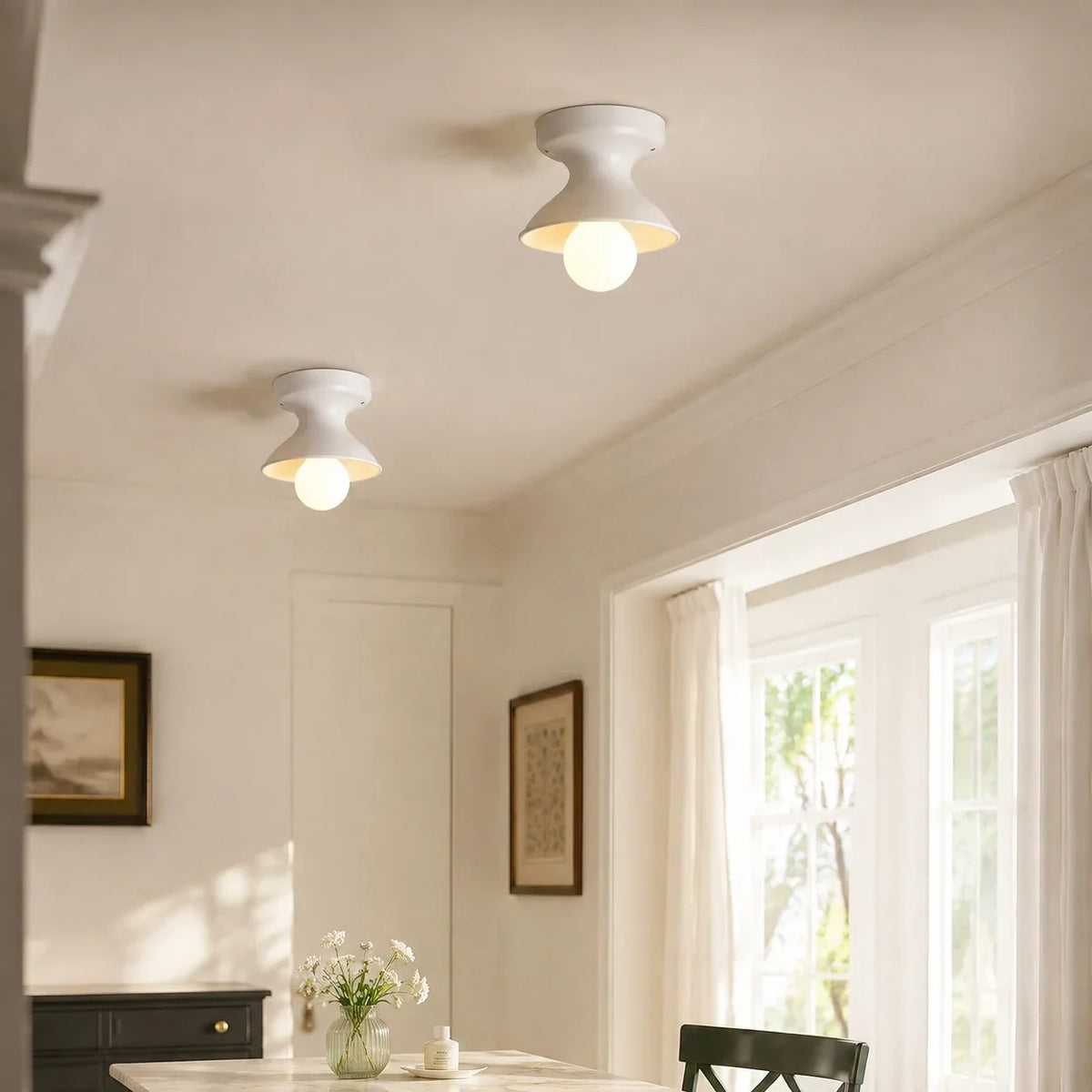 Jenna Ceramic Ceiling Light, Modern Colorful Flush Mount Single-Light Fixture