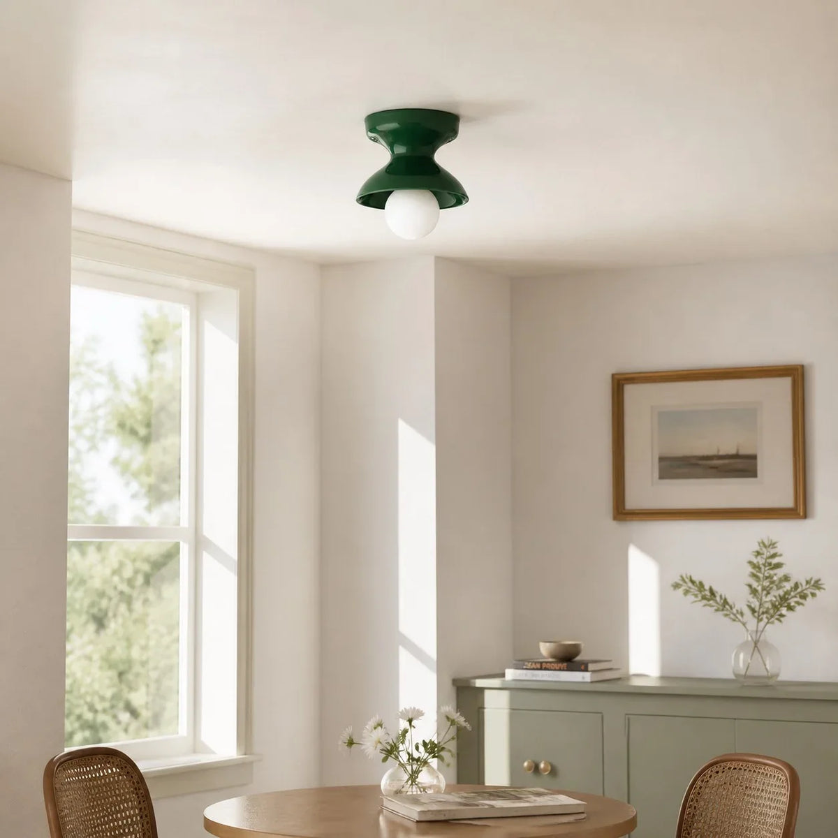 Jenna Ceramic Ceiling Light, Modern Colorful Flush Mount Single-Light Fixture