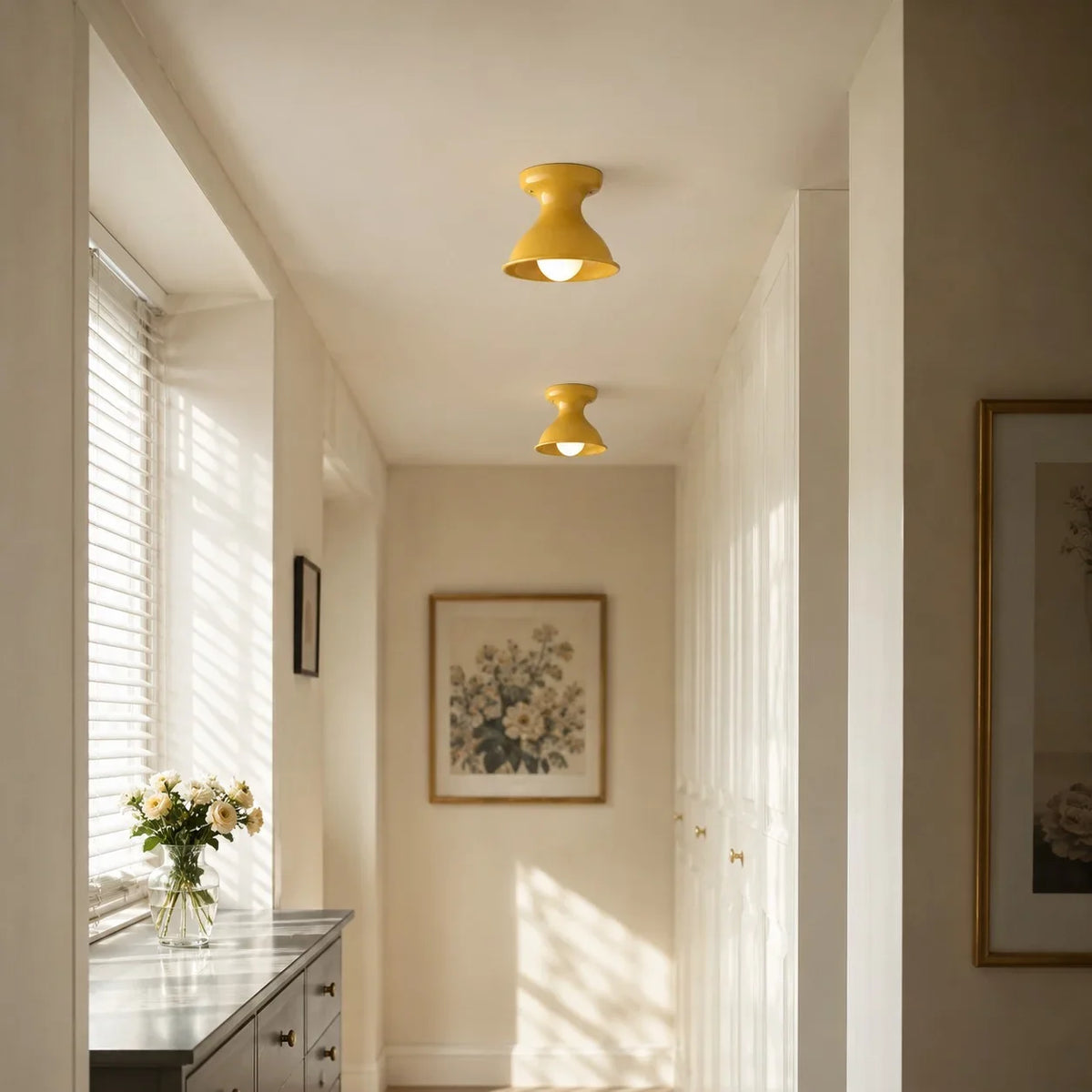 Jenna Ceramic Ceiling Light, Modern Colorful Flush Mount Single-Light Fixture