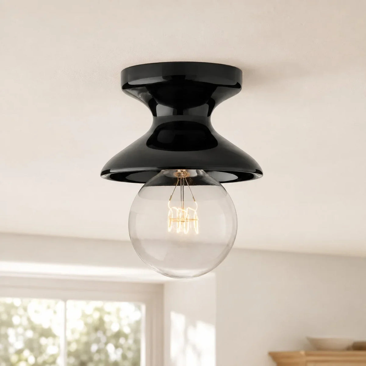 Jenna Ceramic Ceiling Light, Modern Colorful Flush Mount Single-Light Fixture