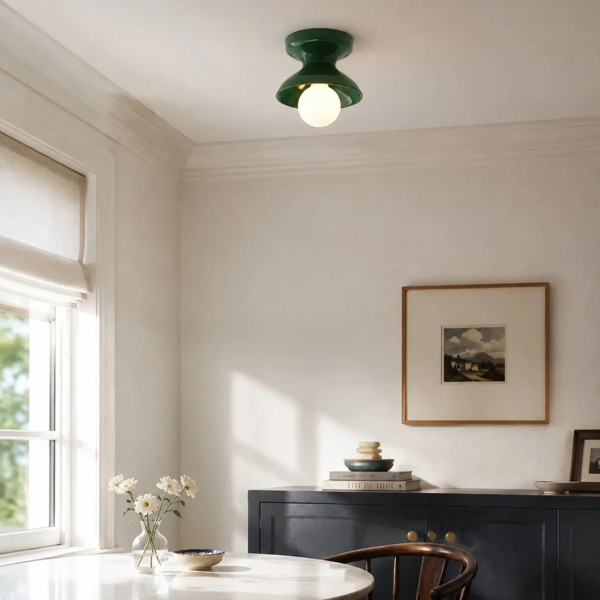 Jenna Ceramic Ceiling Light, Modern Colorful Flush Mount Single-Light Fixture