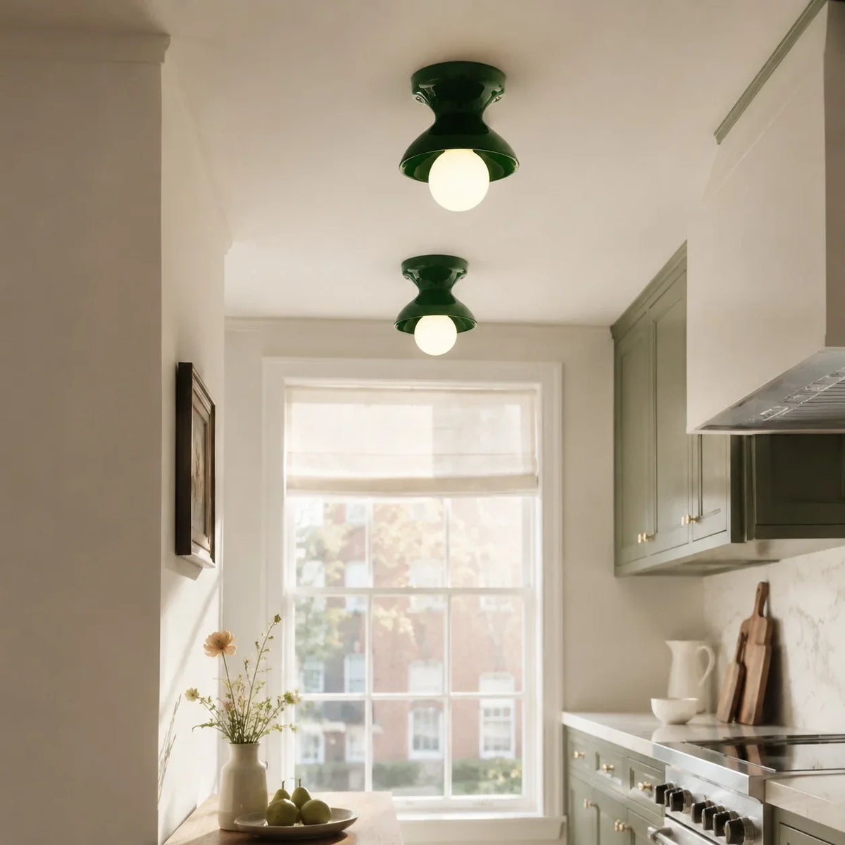 Jenna Ceramic Ceiling Light, Modern Colorful Flush Mount Single-Light Fixture