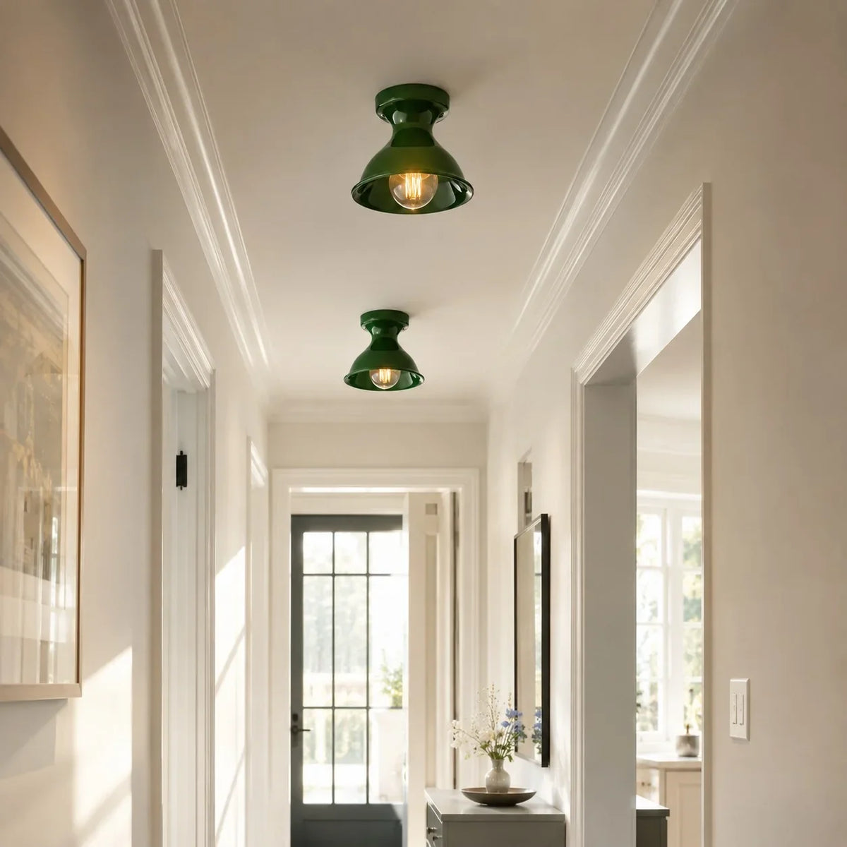 Jenna Ceramic Ceiling Light, Modern Colorful Flush Mount Single-Light Fixture