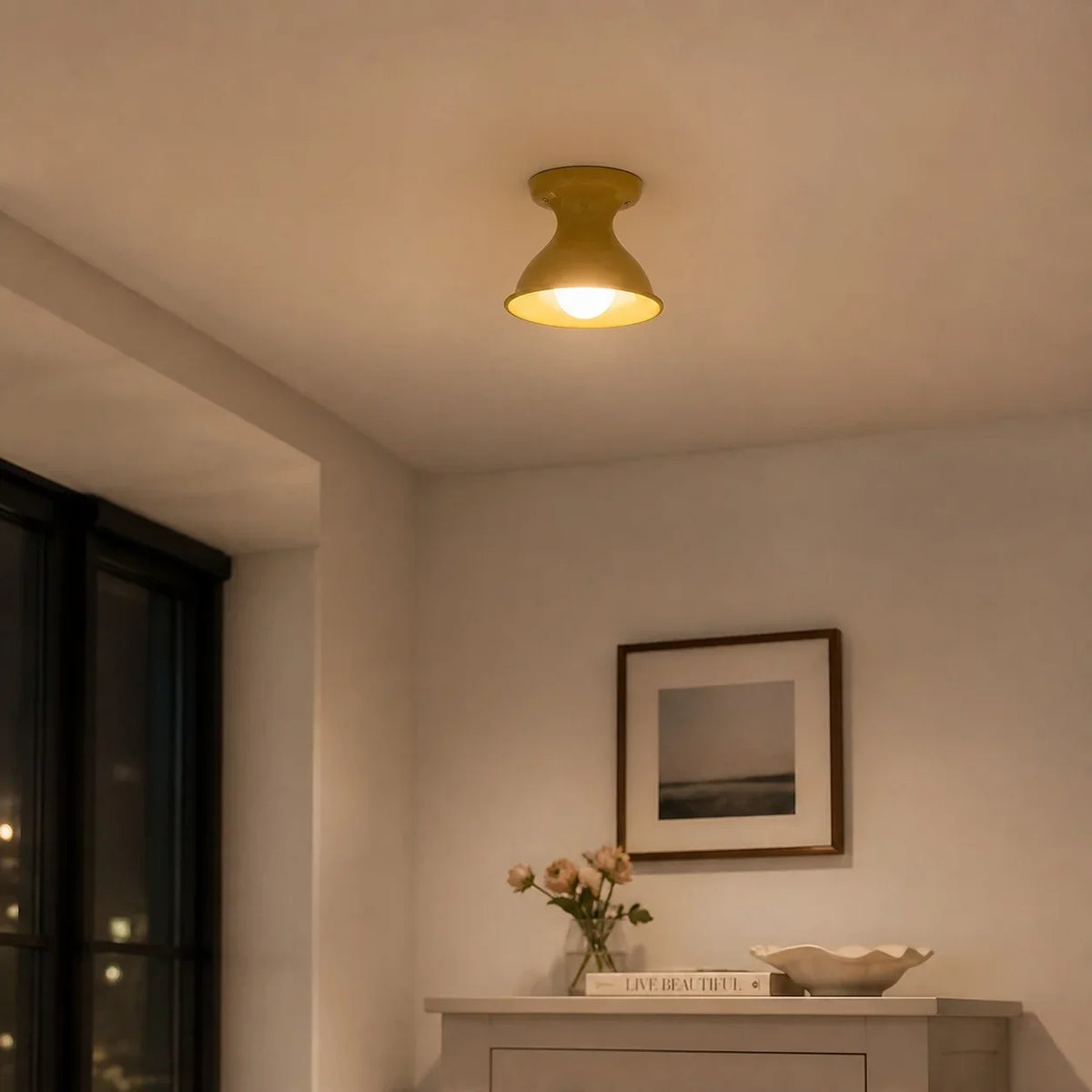 Jenna Ceramic Ceiling Light, Modern Colorful Flush Mount Single-Light Fixture