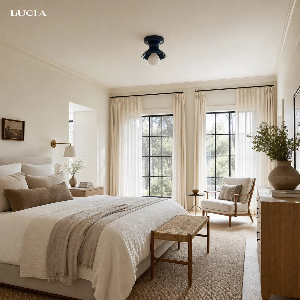 Jenna Ceramic Ceiling Light, Modern Colorful Flush Mount Single-Light Fixture