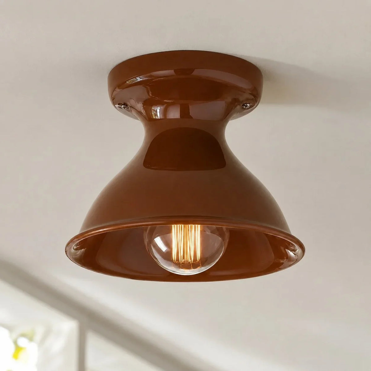 Jenna Ceramic Ceiling Light, Modern Colorful Flush Mount Single-Light Fixture