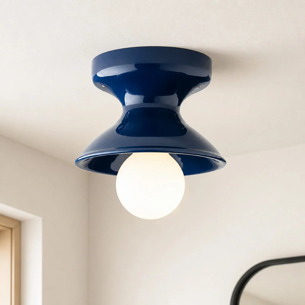 Jenna Ceramic Ceiling Light, Modern Colorful Flush Mount Single-Light Fixture
