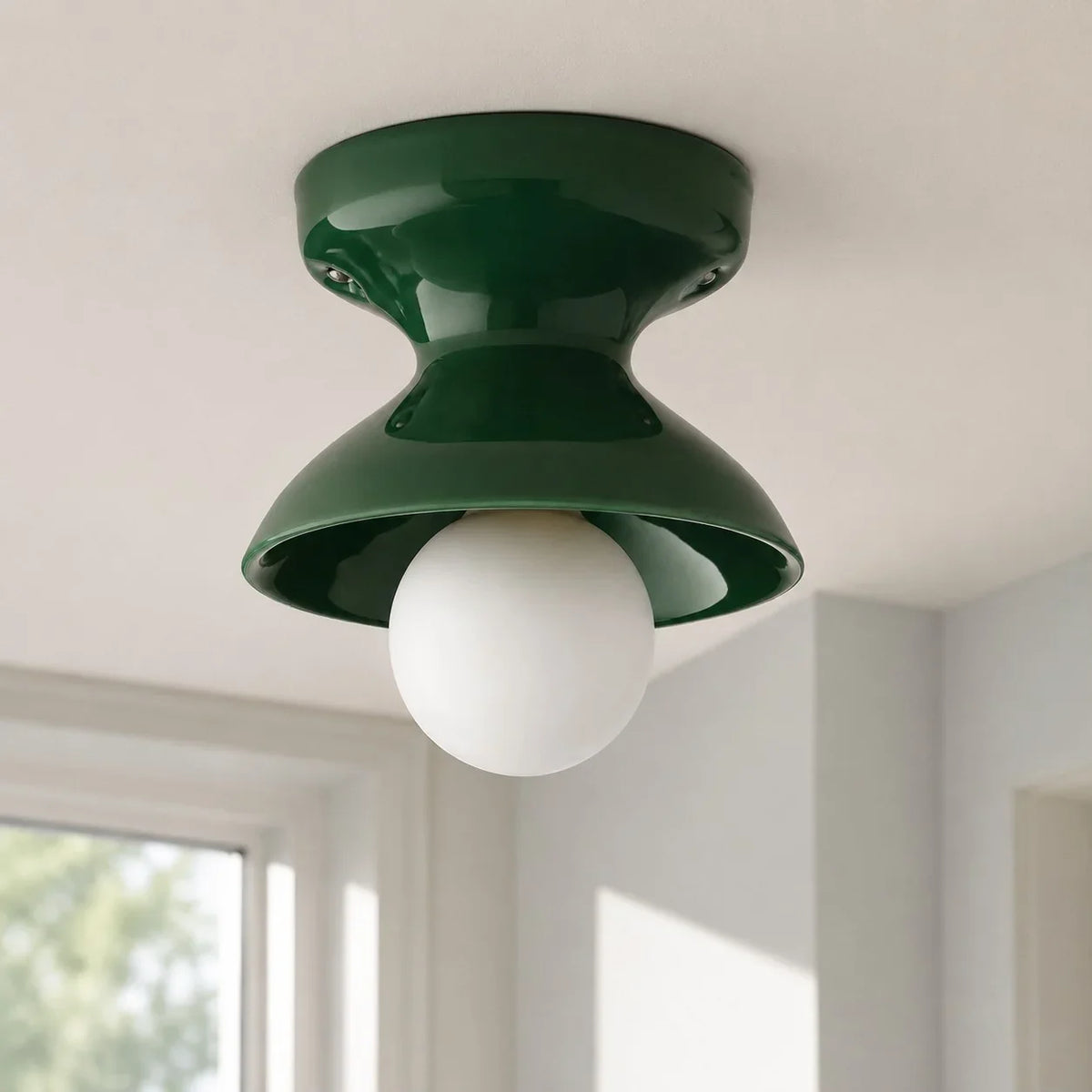 Jenna Ceramic Ceiling Light, Modern Colorful Flush Mount Single-Light Fixture
