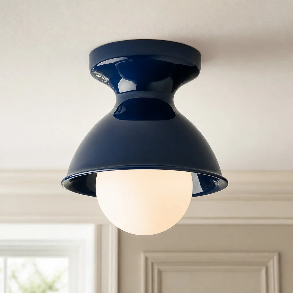 Jenna Ceramic Ceiling Light, Modern Colorful Flush Mount Single-Light Fixture