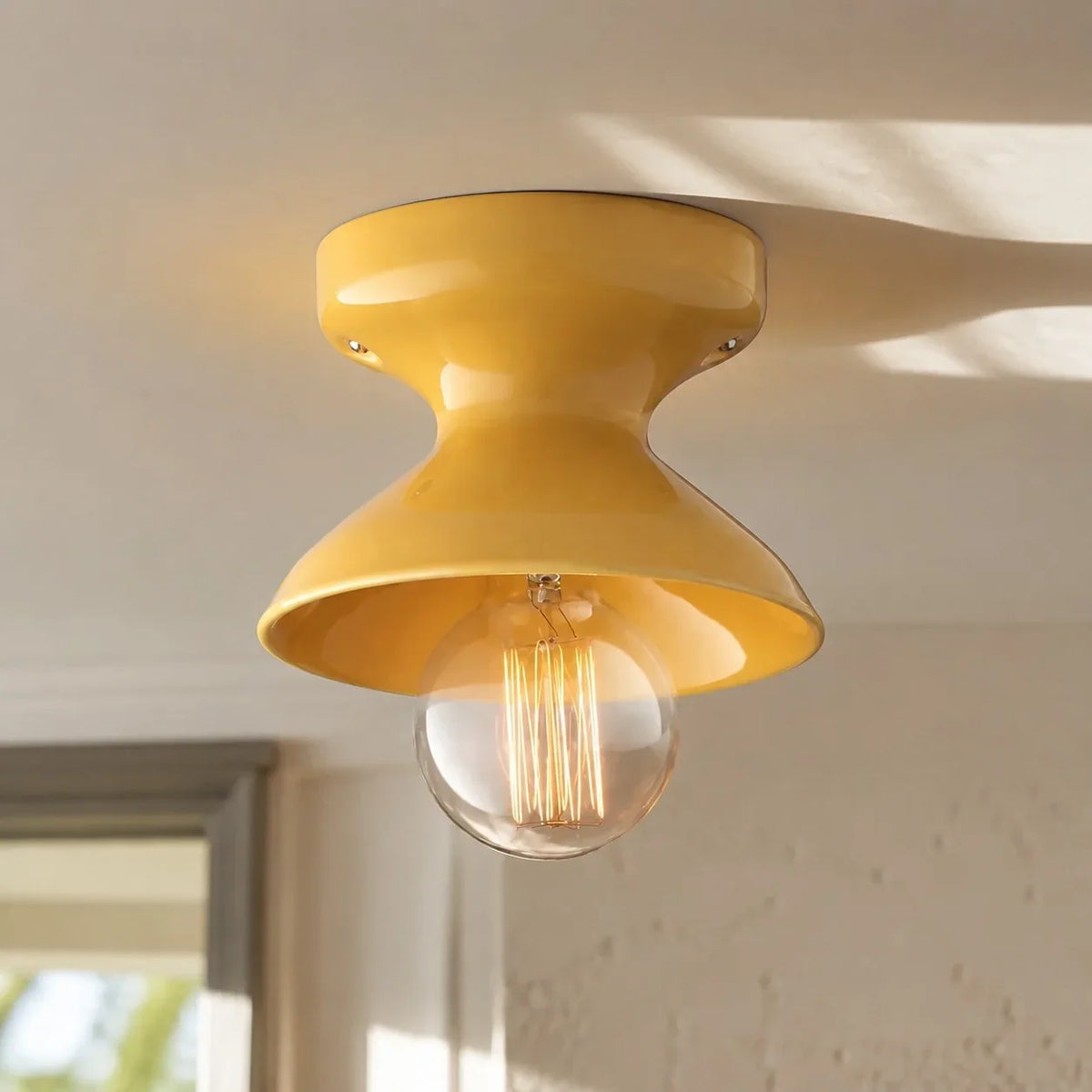 Jenna Ceramic Ceiling Light, Modern Colorful Flush Mount Single-Light Fixture