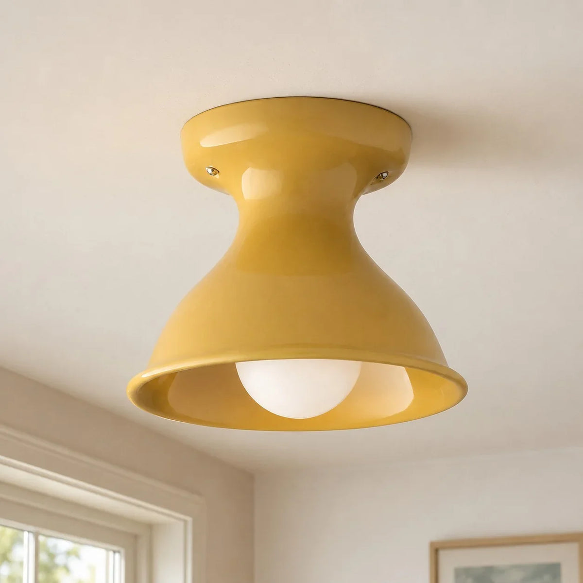 Jenna Ceramic Ceiling Light, Modern Colorful Flush Mount Single-Light Fixture