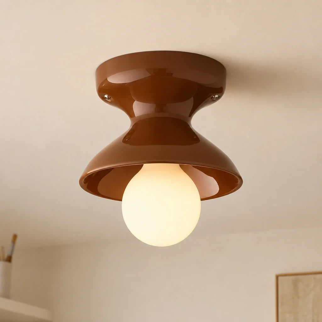 Jenna Ceramic Ceiling Light, Modern Colorful Flush Mount Single-Light Fixture