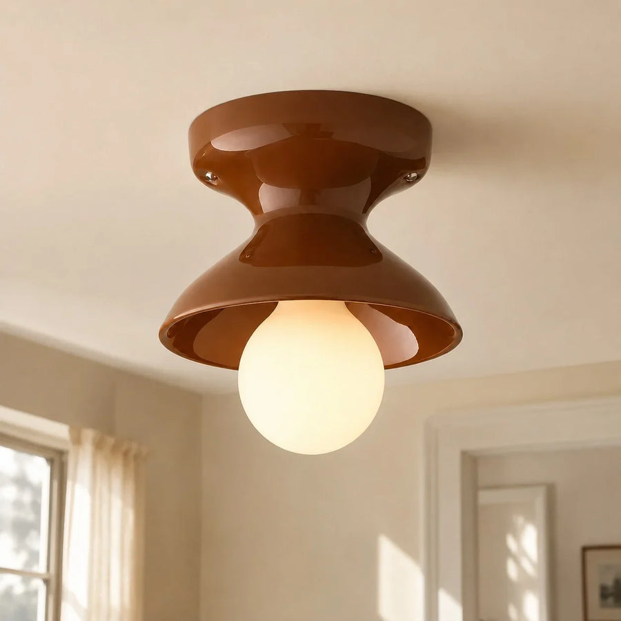 Jenna Ceramic Ceiling Light, Modern Colorful Flush Mount Single-Light Fixture