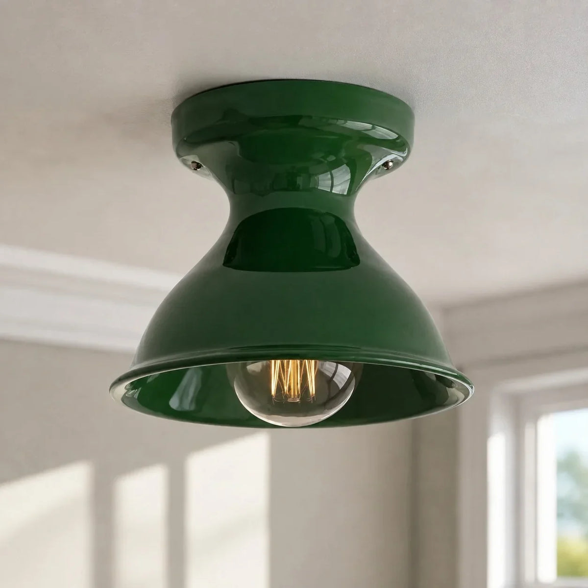 Jenna Ceramic Ceiling Light, Modern Colorful Flush Mount Single-Light Fixture
