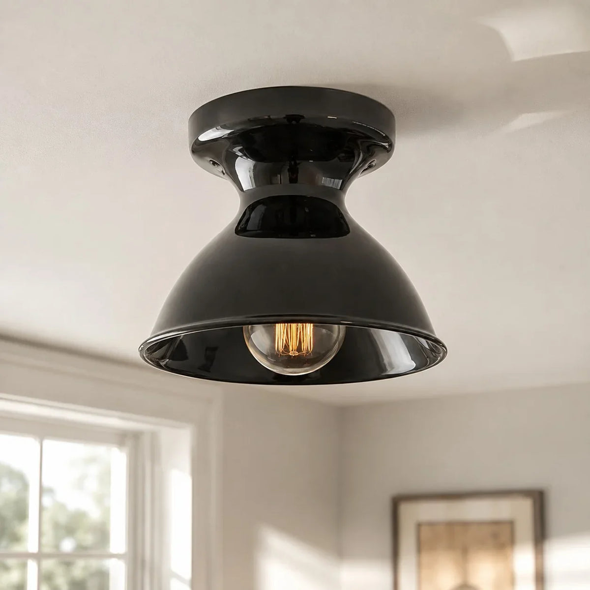 Jenna Ceramic Ceiling Light, Modern Colorful Flush Mount Single-Light Fixture