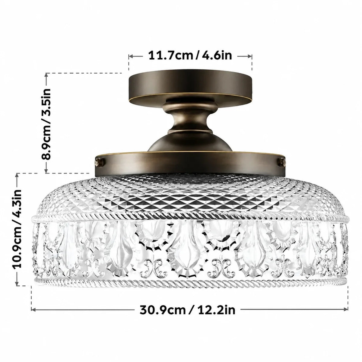 Jules Textured Glass Disc Ceiling Light, Modern Flush Mount Single-Light Fixture