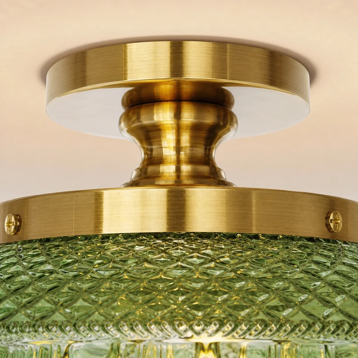 Jules Textured Glass Disc Ceiling Light, Modern Flush Mount Single-Light Fixture