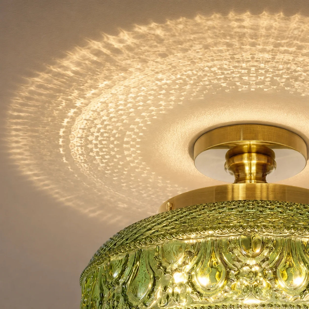 Jules Textured Glass Disc Ceiling Light, Modern Flush Mount Single-Light Fixture