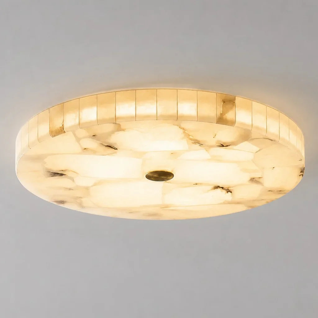 Kelly Alabaster Round Ceiling Light, Modern Flush Mount Fixture