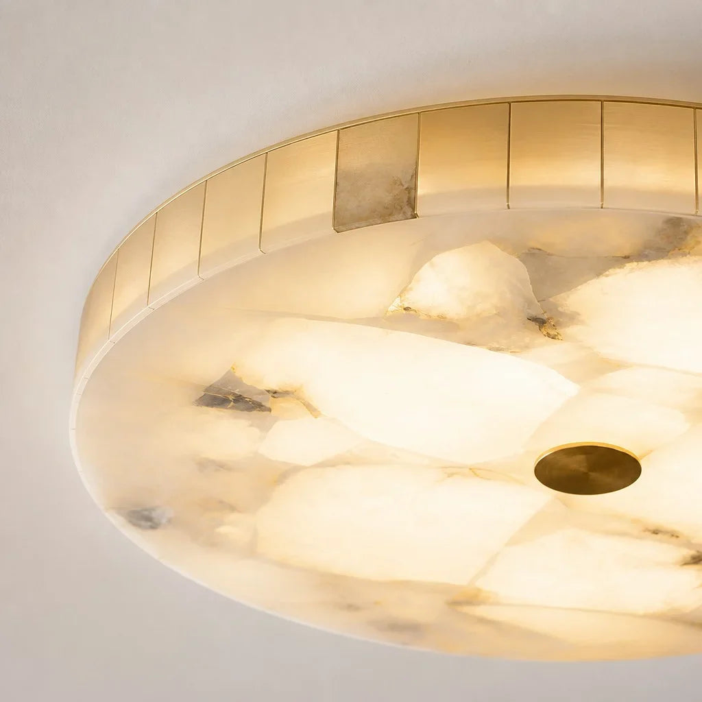 Kelly Alabaster Round Ceiling Light, Modern Flush Mount Fixture