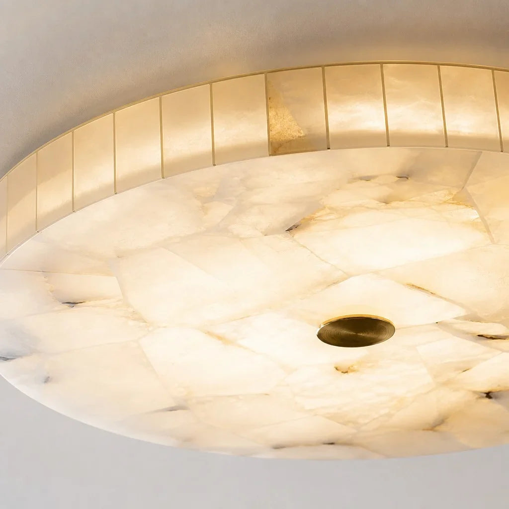 Kelly Alabaster Round Ceiling Light, Modern Flush Mount Fixture