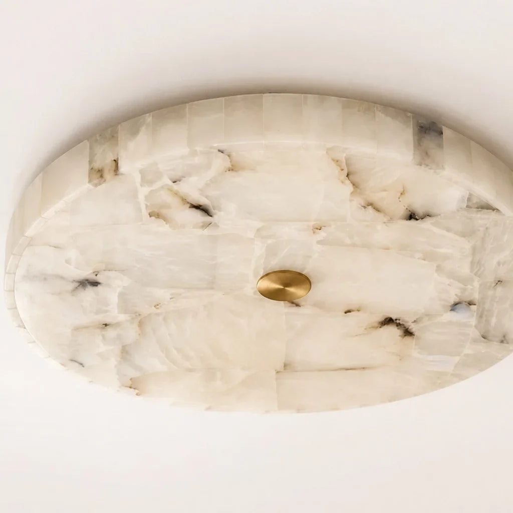 Kelly Alabaster Round Ceiling Light, Modern Flush Mount Fixture