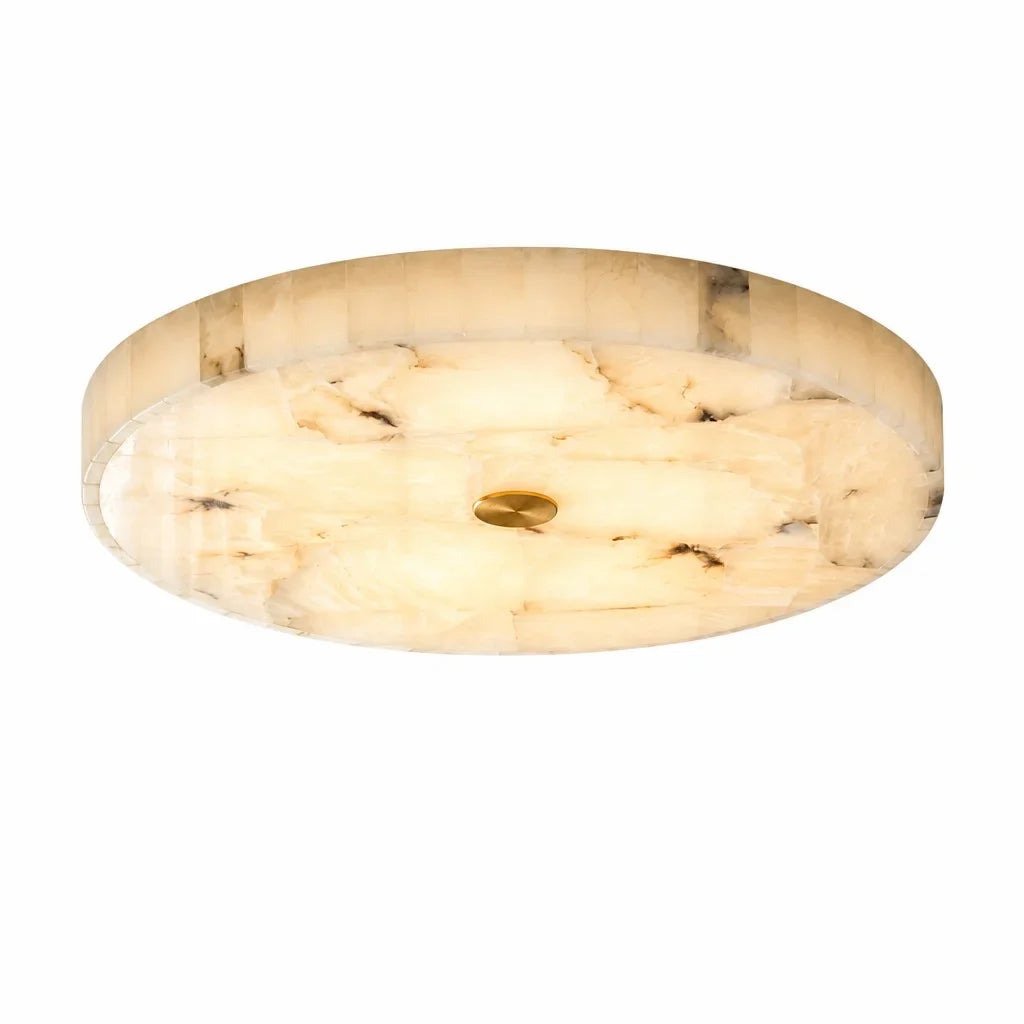Kelly Alabaster Round Ceiling Light, Modern Flush Mount Fixture
