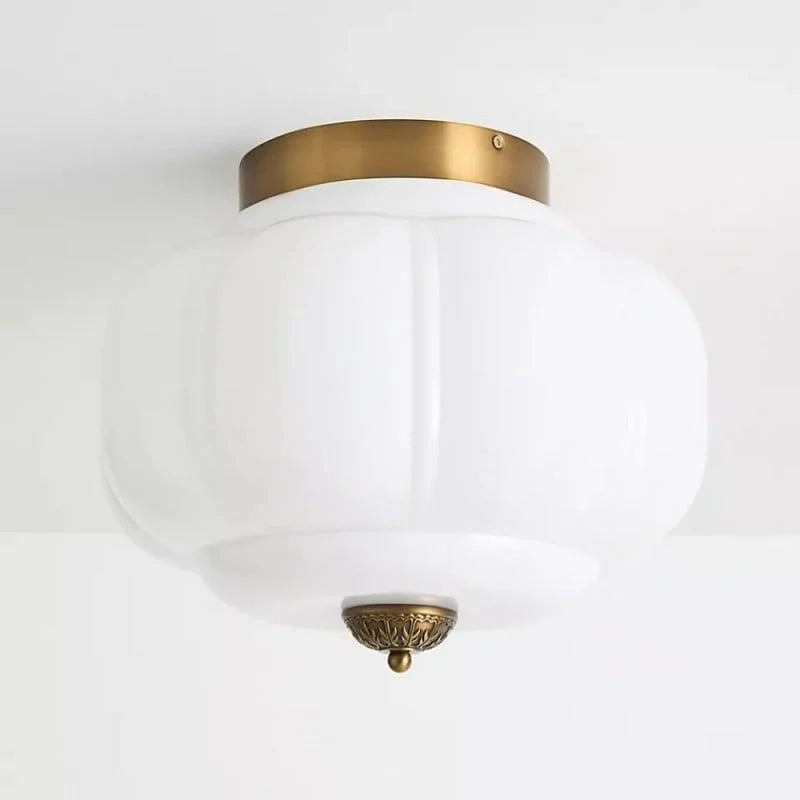 Milk Glass Semi Flush Mount Ceiling Light, Eloise Single-Light Vintage Fixture