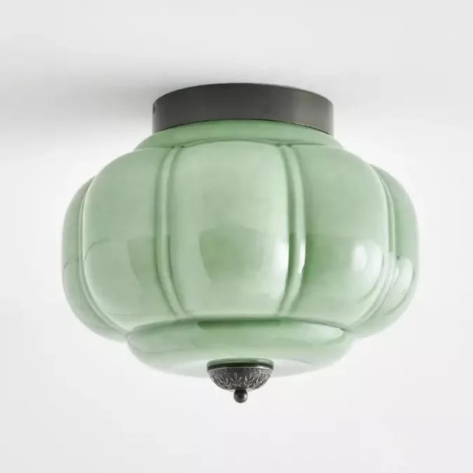 Milk Glass Semi Flush Mount Ceiling Light, Eloise Single-Light Vintage Fixture