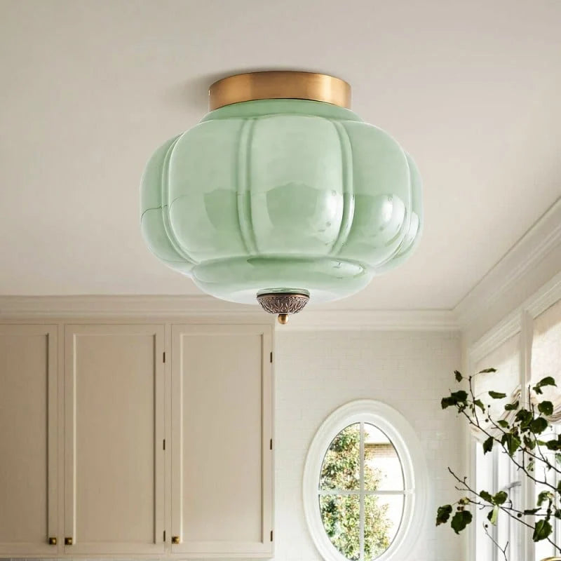 Milk Glass Semi Flush Mount Ceiling Light, Eloise Single-Light Vintage Fixture