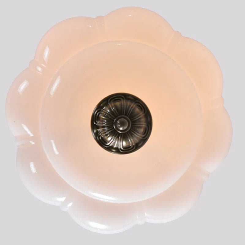 Milk Glass Semi Flush Mount Ceiling Light, Eloise Single-Light Vintage Fixture