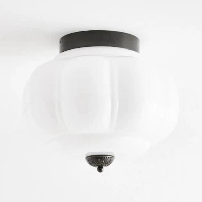 Milk Glass Semi Flush Mount Ceiling Light, Eloise Single-Light Vintage Fixture