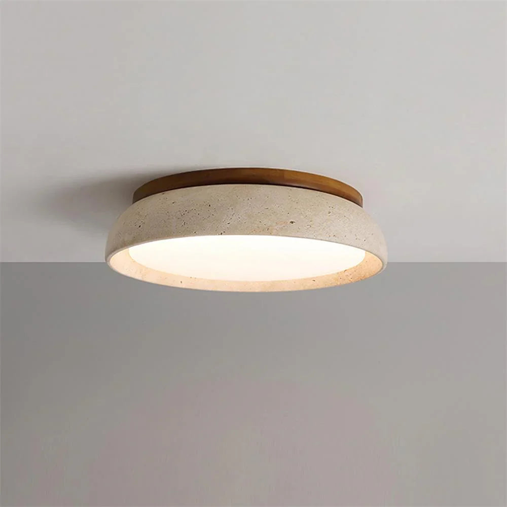 Travertine Flush Mount Ceiling Light, Scandinavian Wabi-Sabi Single-Light Fixture