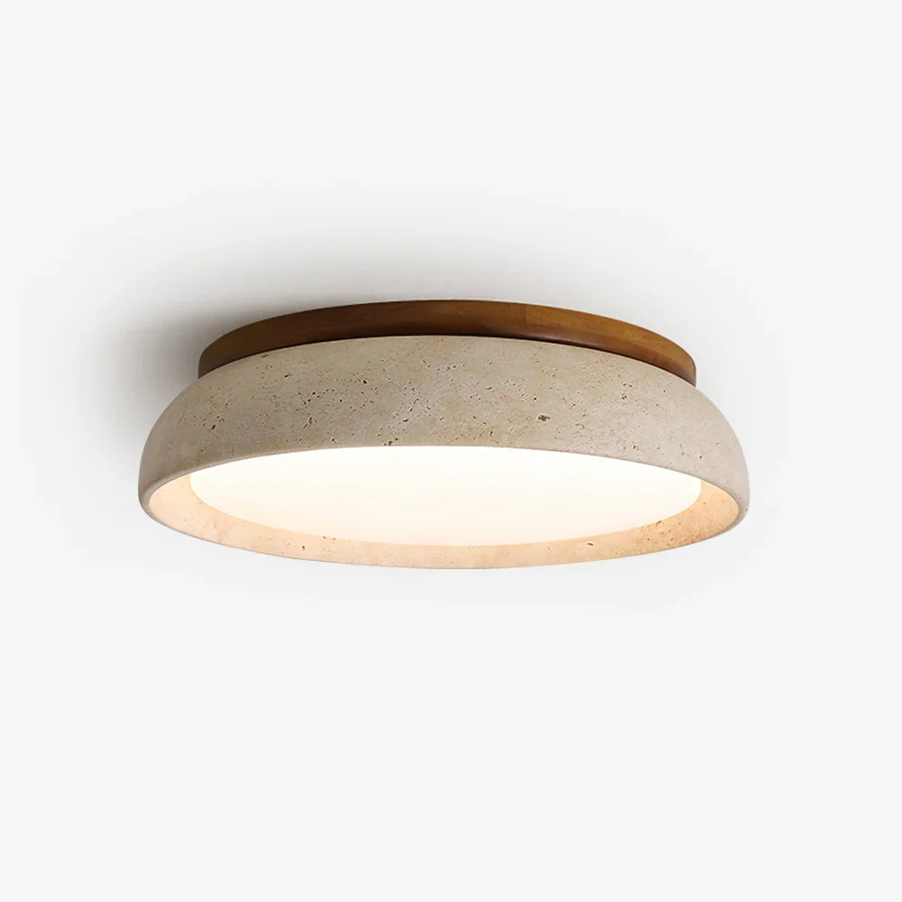 Travertine Flush Mount Ceiling Light, Scandinavian Wabi-Sabi Single-Light Fixture