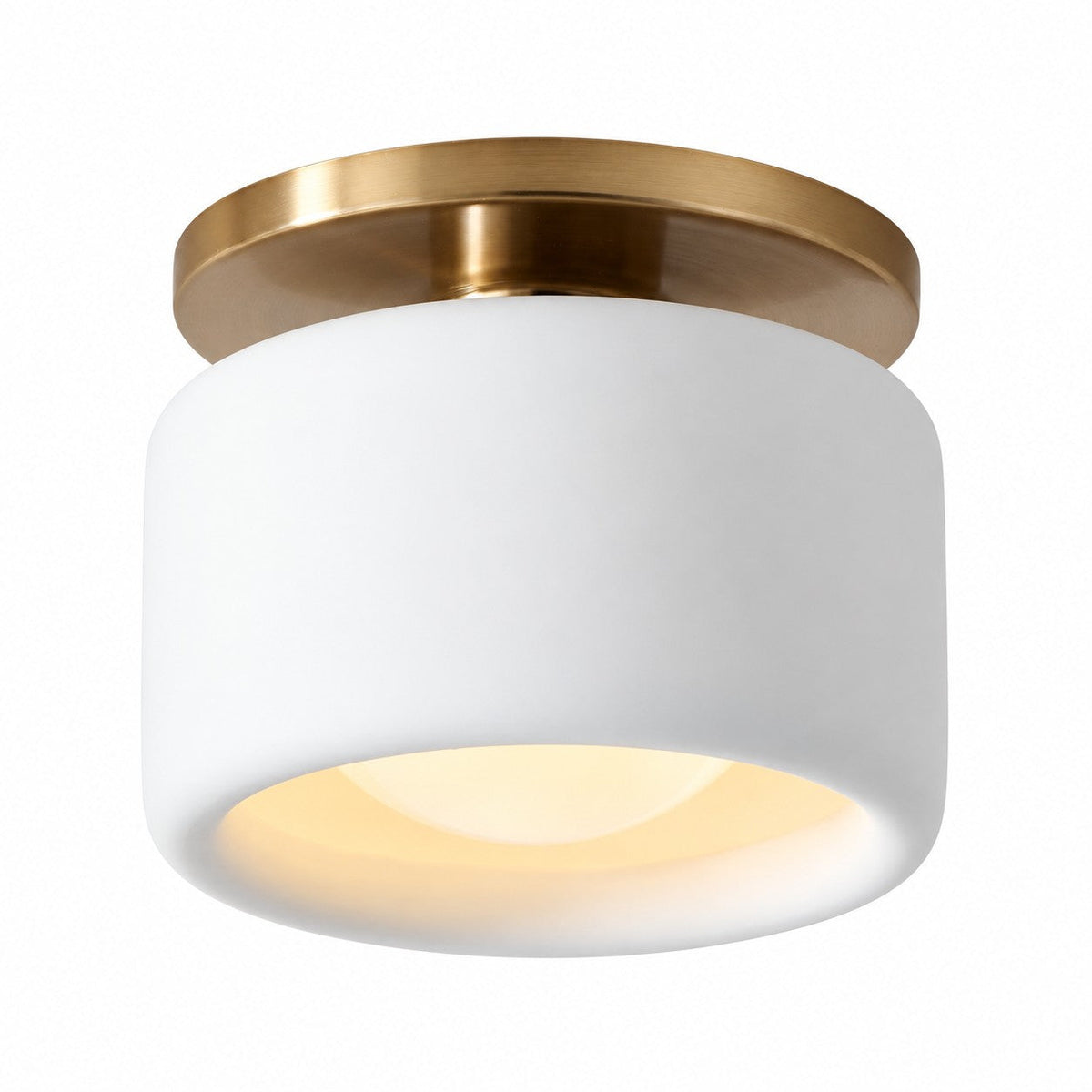 Porcelain Semi Flush Mount Ceiling Light, Single-Light Modern Ceramic Fixture